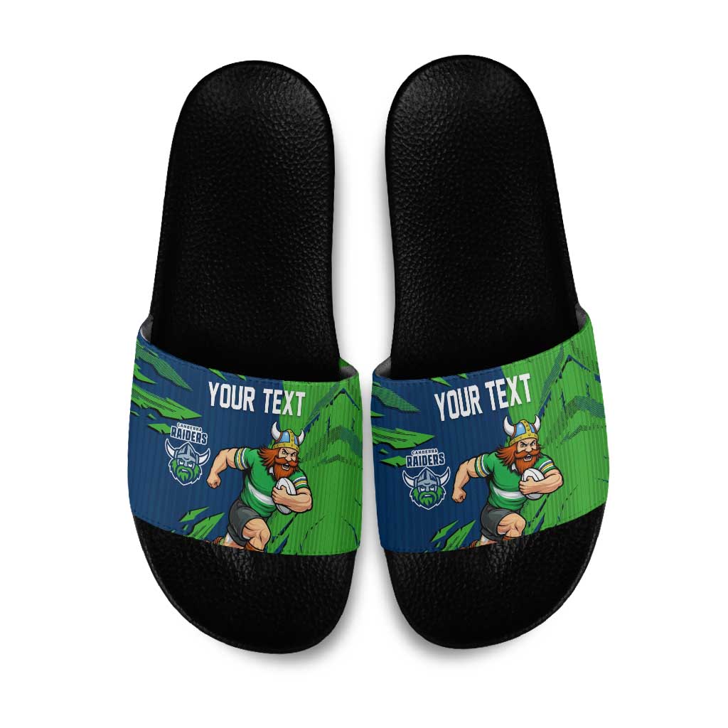 Personalized Canberra Raiders Slide Sandals Dynamic Lightning Mascot Rugby Australia