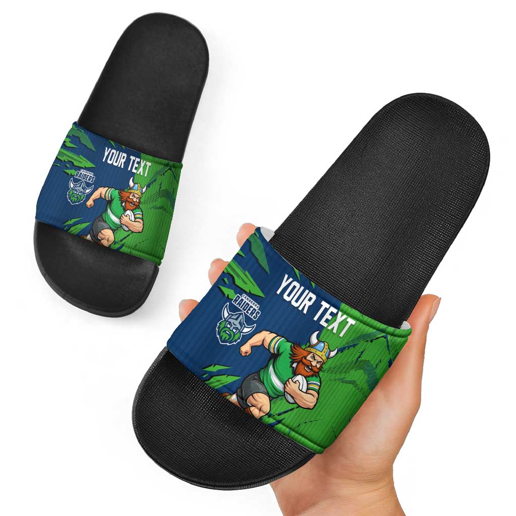 Personalized Canberra Raiders Slide Sandals Dynamic Lightning Mascot Rugby Australia