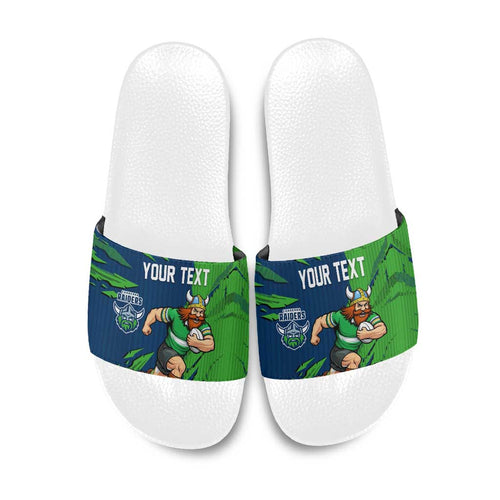Personalized Canberra Raiders Slide Sandals Dynamic Lightning Mascot Rugby Australia