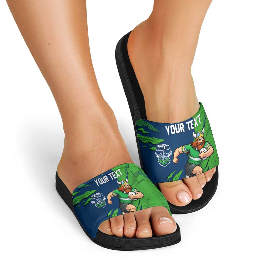 Personalized Canberra Raiders Slide Sandals Dynamic Lightning Mascot Rugby Australia