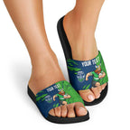 Personalized Canberra Raiders Slide Sandals Dynamic Lightning Mascot Rugby Australia