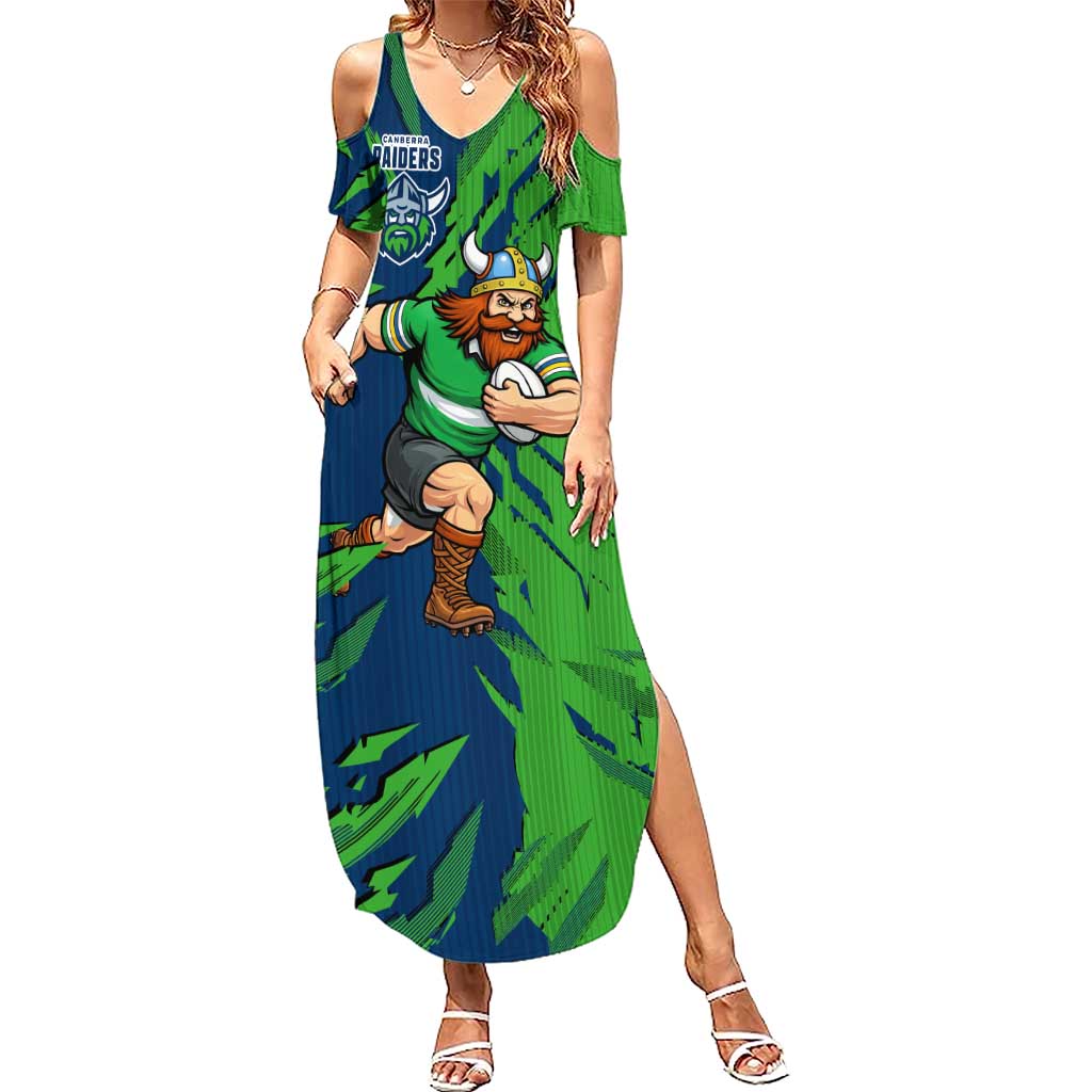 Personalized Canberra Raiders Summer Maxi Dress Dynamic Lightning Mascot Rugby Australia