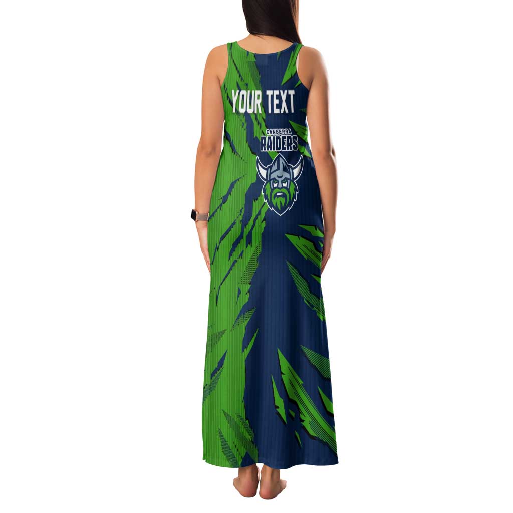 Personalized Canberra Raiders Tank Maxi Dress Dynamic Lightning Mascot Rugby Australia