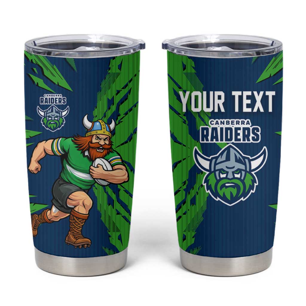 Personalized Canberra Raiders Tumbler Cup Dynamic Lightning Mascot Rugby Australia