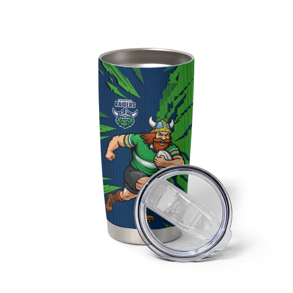 Personalized Canberra Raiders Tumbler Cup Dynamic Lightning Mascot Rugby Australia