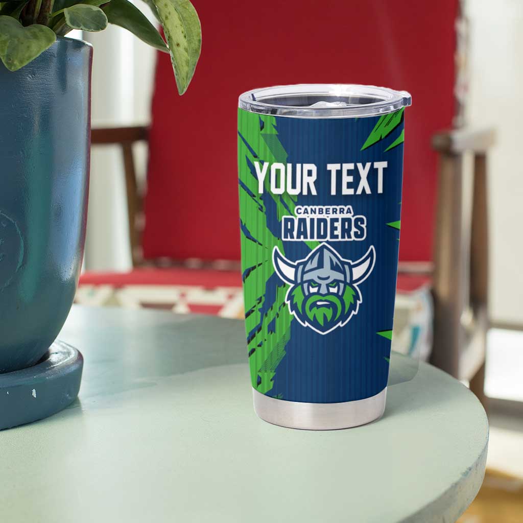 Personalized Canberra Raiders Tumbler Cup Dynamic Lightning Mascot Rugby Australia