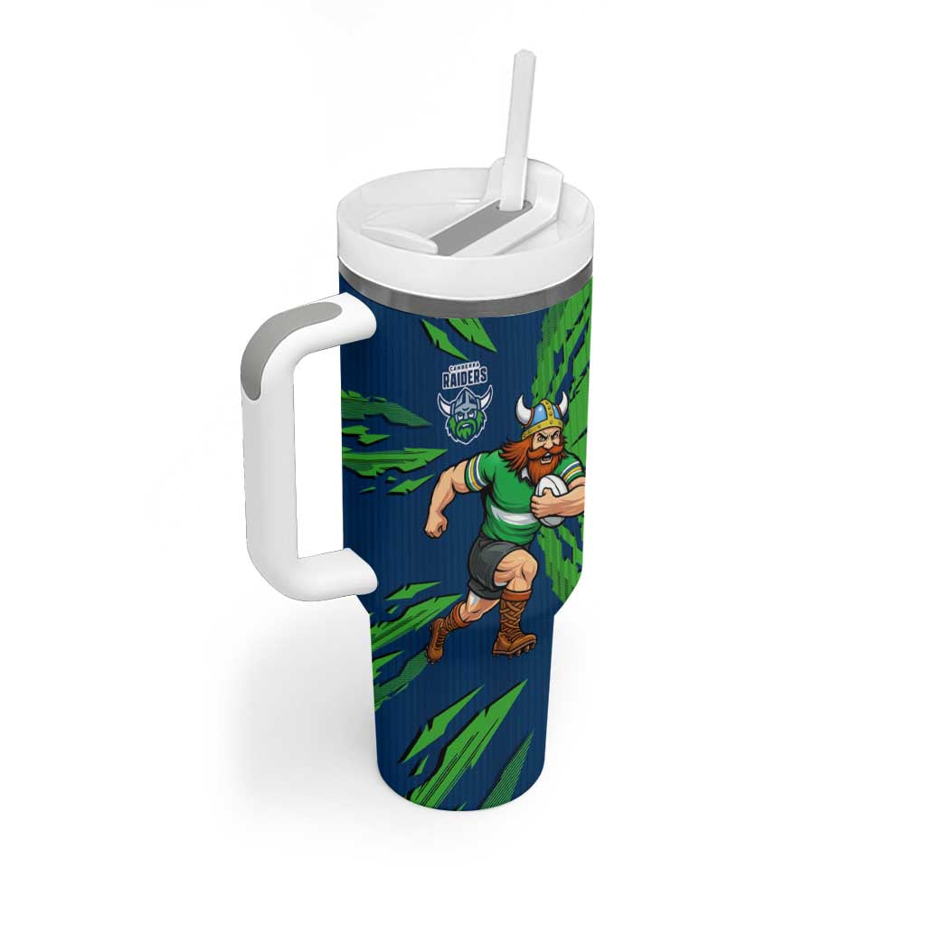 Personalized Canberra Raiders Tumbler With Handle Dynamic Lightning Mascot Rugby Australia