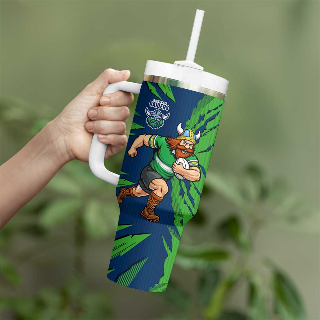 Personalized Canberra Raiders Tumbler With Handle Dynamic Lightning Mascot Rugby Australia