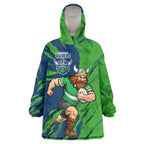 Personalized Canberra Raiders Wearable Blanket Hoodie Dynamic Lightning Mascot Rugby Australia