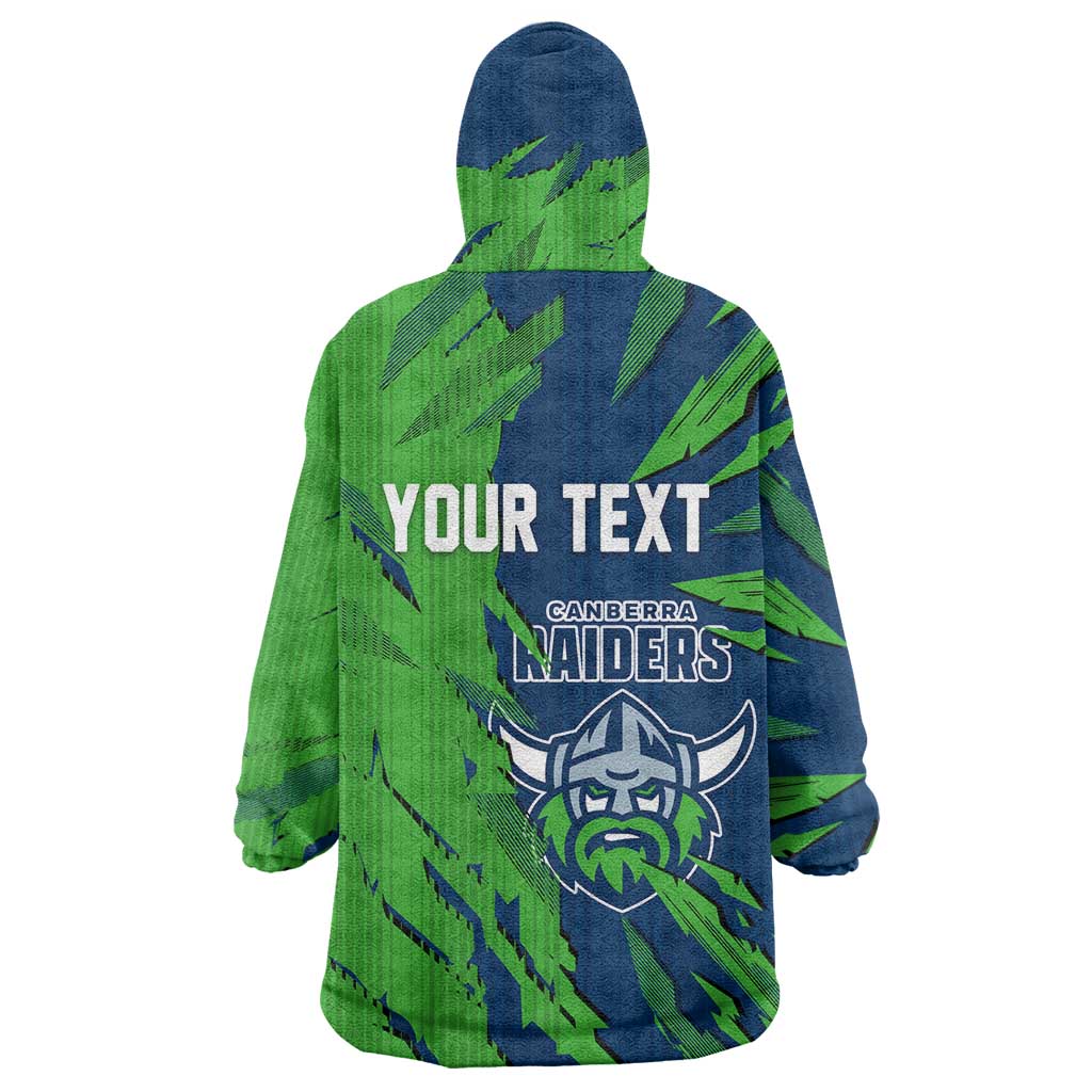 Personalized Canberra Raiders Wearable Blanket Hoodie Dynamic Lightning Mascot Rugby Australia