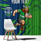 Personalized Canberra Raiders Window Curtain Dynamic Lightning Mascot Rugby Australia