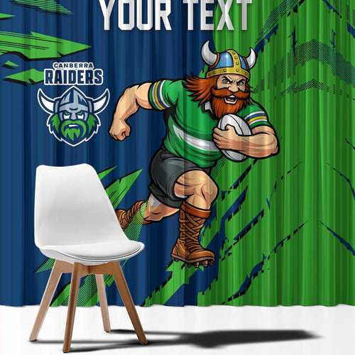 Personalized Canberra Raiders Window Curtain Dynamic Lightning Mascot Rugby Australia