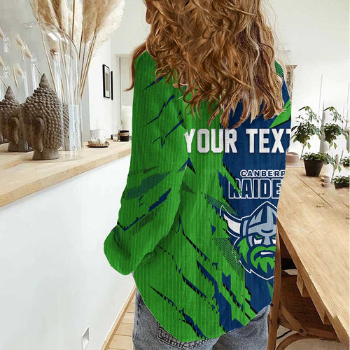 Personalized Canberra Raiders Women Casual Shirt Dynamic Lightning Mascot Rugby Australia