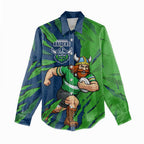 Personalized Canberra Raiders Women Casual Shirt Dynamic Lightning Mascot Rugby Australia