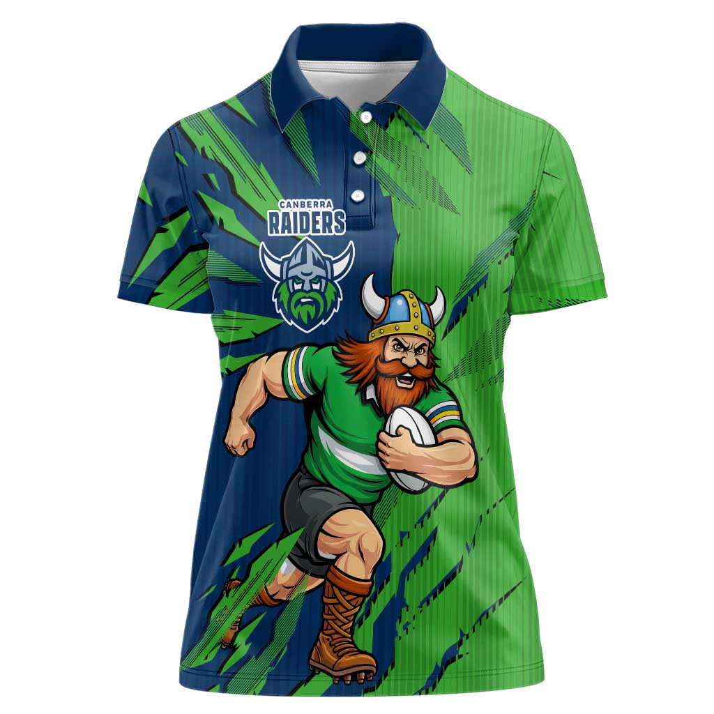 Personalized Canberra Raiders Women Polo Shirt Dynamic Lightning Mascot Rugby Australia