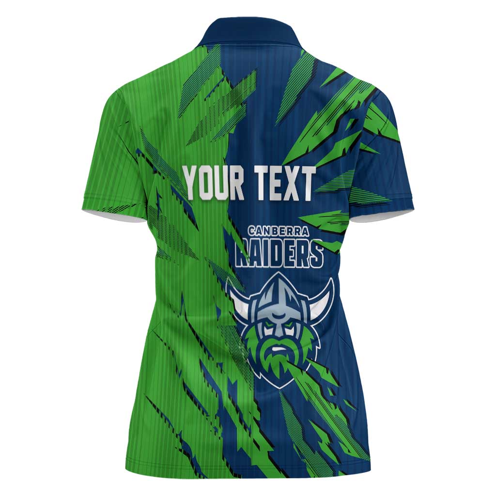 Personalized Canberra Raiders Women Polo Shirt Dynamic Lightning Mascot Rugby Australia