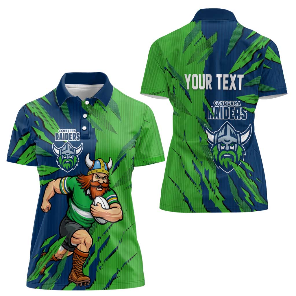 Personalized Canberra Raiders Women Polo Shirt Dynamic Lightning Mascot Rugby Australia