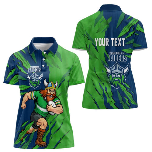 Personalized Canberra Raiders Women Polo Shirt Dynamic Lightning Mascot Rugby Australia