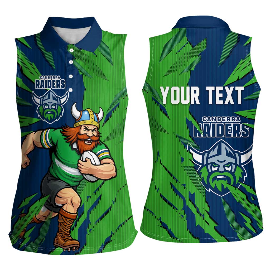 Personalized Canberra Raiders Women Sleeveless Polo Shirt Dynamic Lightning Mascot Rugby Australia