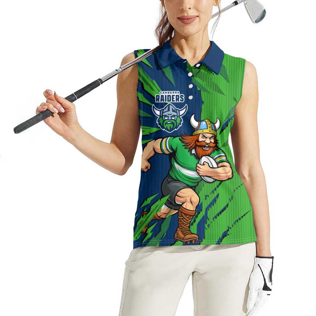 Personalized Canberra Raiders Women Sleeveless Polo Shirt Dynamic Lightning Mascot Rugby Australia