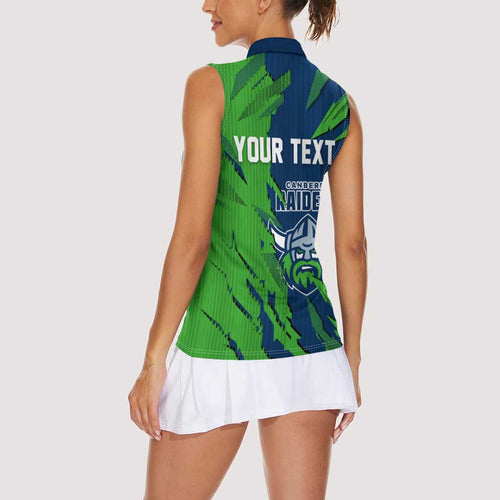 Personalized Canberra Raiders Women Sleeveless Polo Shirt Dynamic Lightning Mascot Rugby Australia