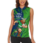 Personalized Canberra Raiders Women Sleeveless Polo Shirt Dynamic Lightning Mascot Rugby Australia