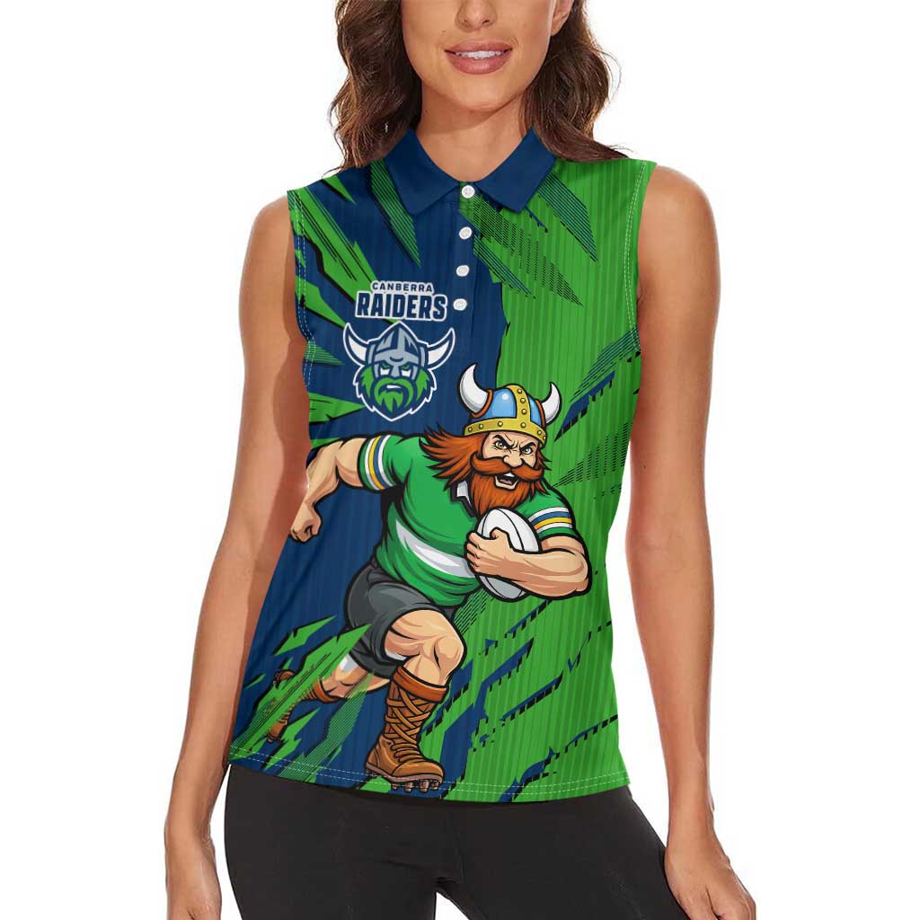 Personalized Canberra Raiders Women Sleeveless Polo Shirt Dynamic Lightning Mascot Rugby Australia