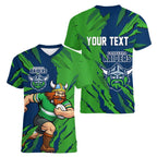 Personalized Canberra Raiders Women V-Neck T-Shirt Dynamic Lightning Mascot Rugby Australia