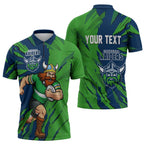 Personalized Canberra Raiders Zipper Polo Shirt Dynamic Lightning Mascot Rugby Australia