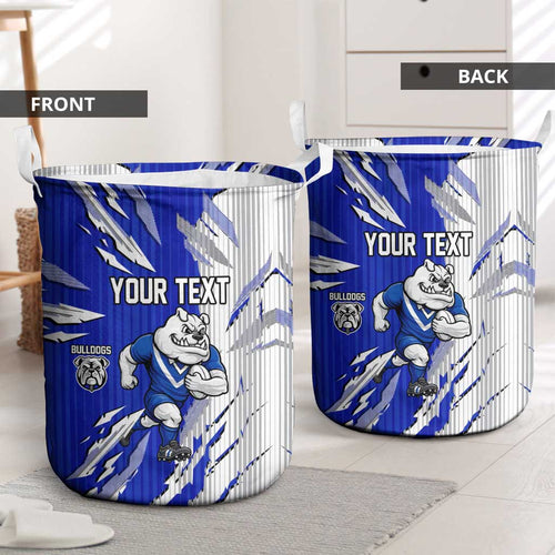 Personalized Canterbury Bulldogs Laundry Basket Dynamic Lightning Mascot Rugby Australia