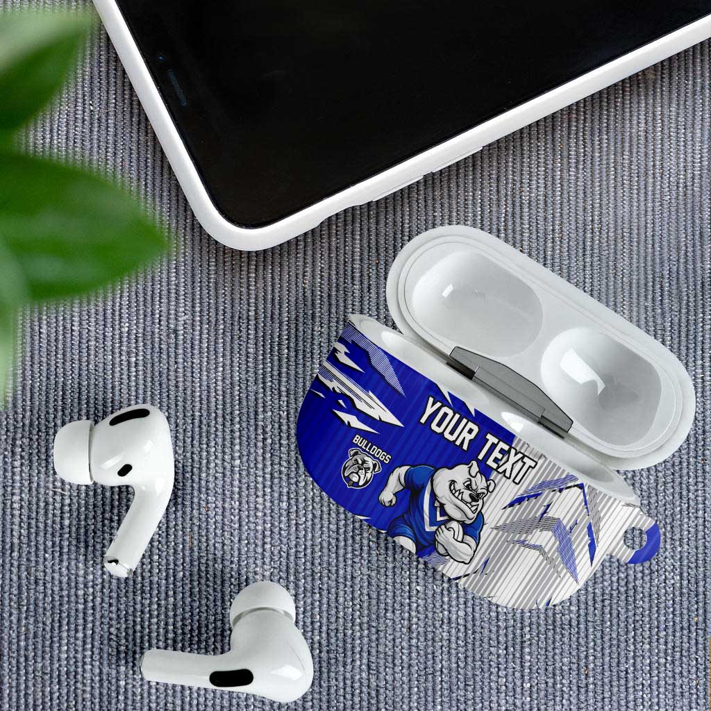 Personalized Canterbury Bulldogs AirPods Case Dynamic Lightning Mascot Rugby Australia