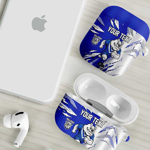 Personalized Canterbury Bulldogs AirPods Case Dynamic Lightning Mascot Rugby Australia