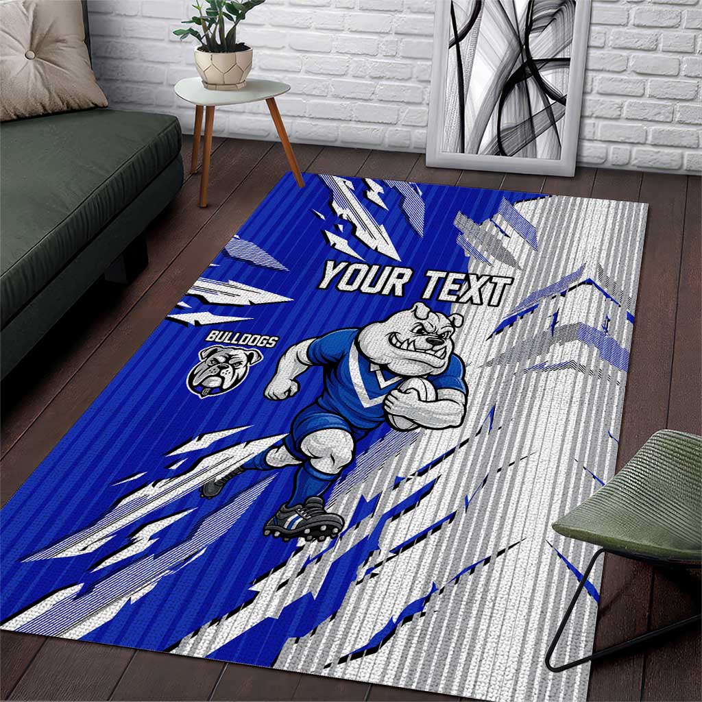 Personalized Canterbury Bulldogs Area Rug Dynamic Lightning Mascot Rugby Australia