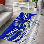 Personalized Canterbury Bulldogs Area Rug Dynamic Lightning Mascot Rugby Australia
