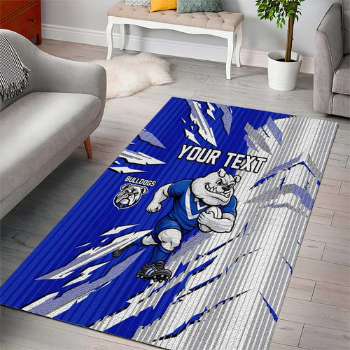 Personalized Canterbury Bulldogs Area Rug Dynamic Lightning Mascot Rugby Australia