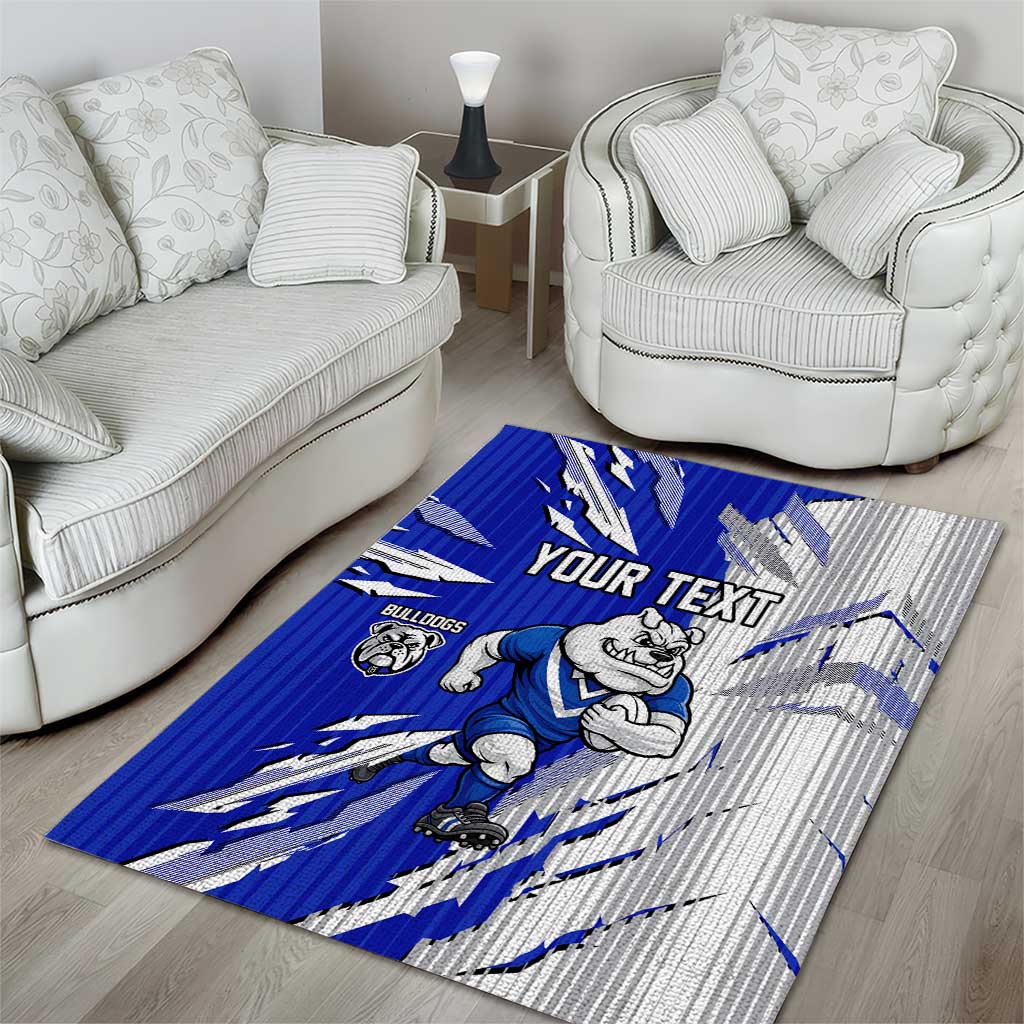 Personalized Canterbury Bulldogs Area Rug Dynamic Lightning Mascot Rugby Australia