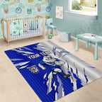 Personalized Canterbury Bulldogs Area Rug Dynamic Lightning Mascot Rugby Australia