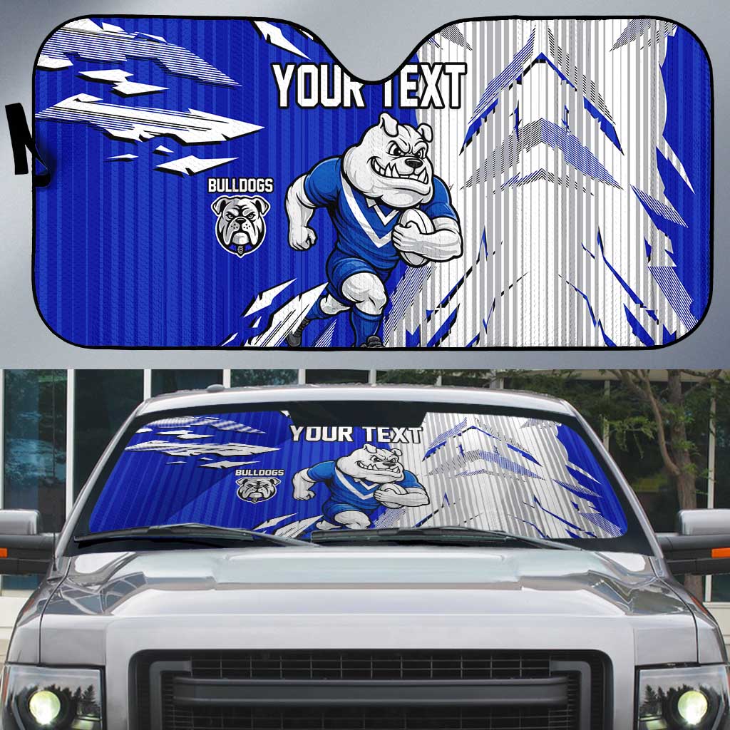 Personalized Canterbury Bulldogs Auto Sun Shade Dynamic Lightning Mascot Rugby Australia