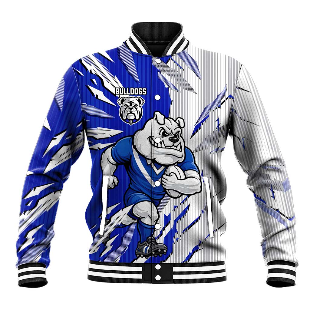 Personalized Canterbury Bulldogs Baseball Jacket Dynamic Lightning Mascot Rugby Australia