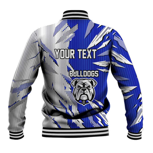 Personalized Canterbury Bulldogs Baseball Jacket Dynamic Lightning Mascot Rugby Australia