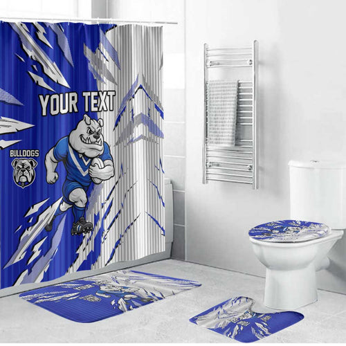 Personalized Canterbury Bulldogs Bathroom Set Dynamic Lightning Mascot Rugby Australia