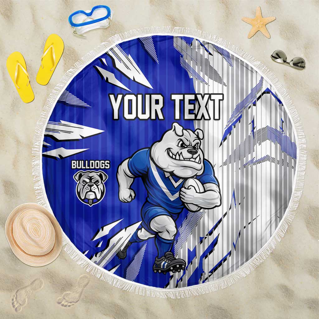 Personalized Canterbury Bulldogs Beach Blanket Dynamic Lightning Mascot Rugby Australia