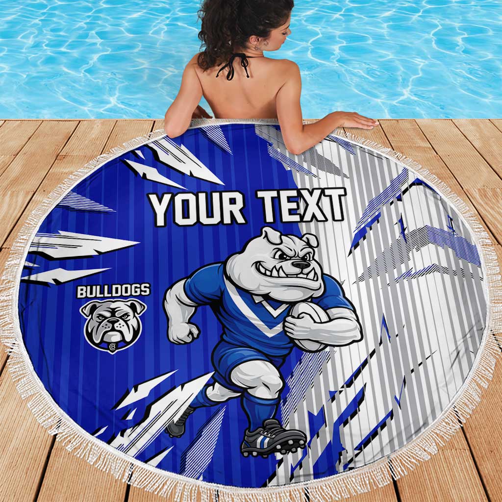 Personalized Canterbury Bulldogs Beach Blanket Dynamic Lightning Mascot Rugby Australia
