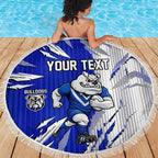 Personalized Canterbury Bulldogs Beach Blanket Dynamic Lightning Mascot Rugby Australia