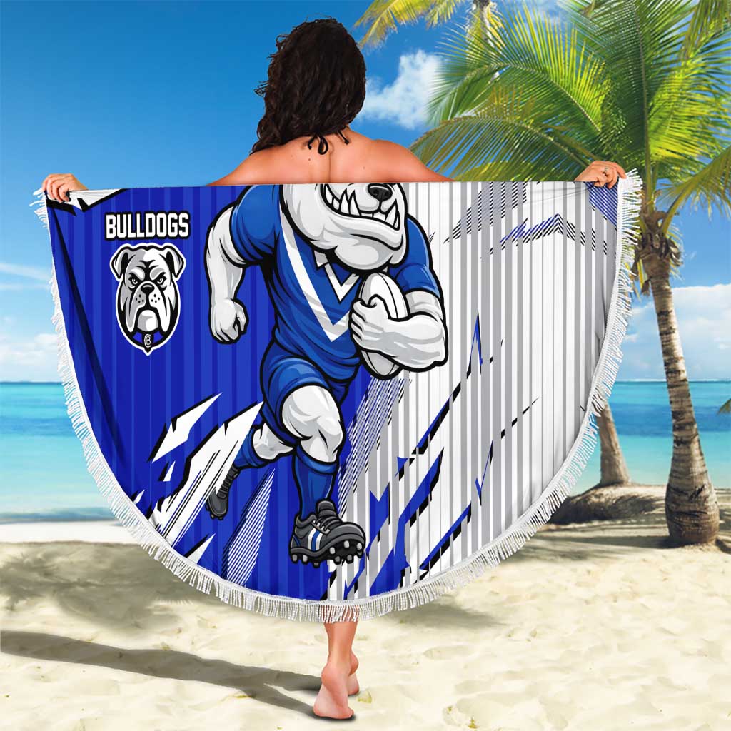 Personalized Canterbury Bulldogs Beach Blanket Dynamic Lightning Mascot Rugby Australia