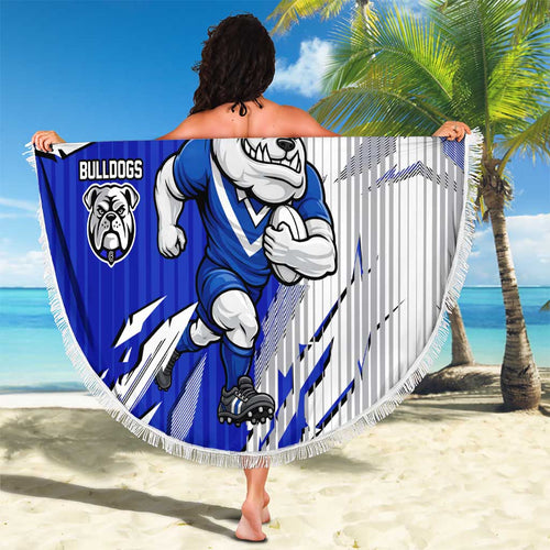 Personalized Canterbury Bulldogs Beach Blanket Dynamic Lightning Mascot Rugby Australia