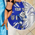 Personalized Canterbury Bulldogs Beach Blanket Dynamic Lightning Mascot Rugby Australia