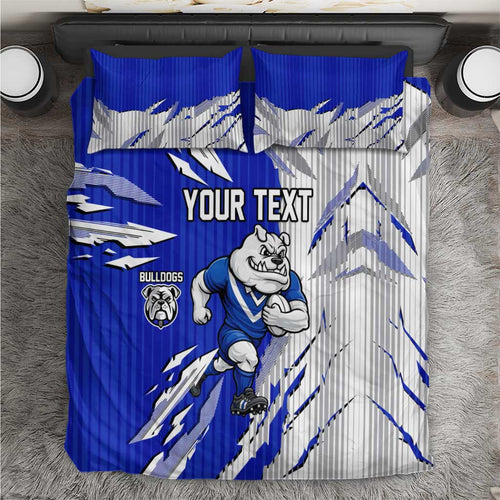 Personalized Canterbury Bulldogs Bedding Set Dynamic Lightning Mascot Rugby Australia