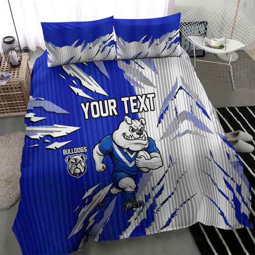 Personalized Canterbury Bulldogs Bedding Set Dynamic Lightning Mascot Rugby Australia