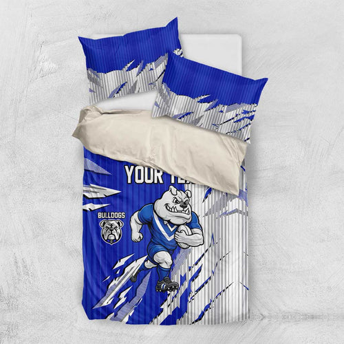 Personalized Canterbury Bulldogs Bedding Set Dynamic Lightning Mascot Rugby Australia